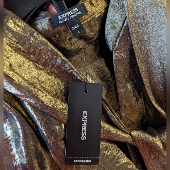 Express Gold Metallic blouse S new - Picture 12 of 16